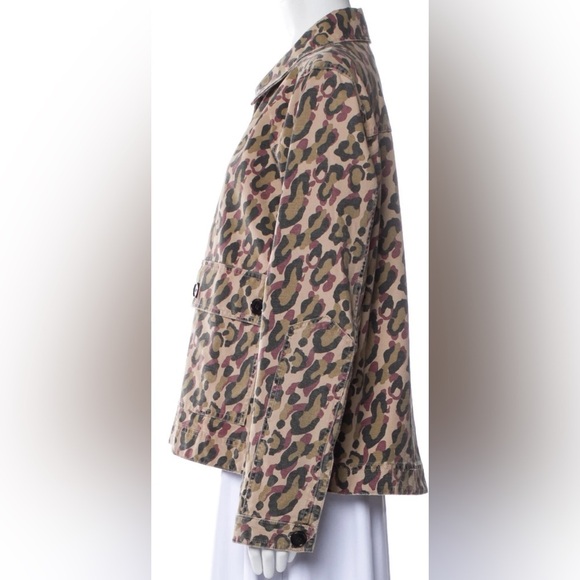 VERONICA BEARD Jeans Sz XL Animal Print Blazer Back Pleat Buttons Pockets Jacket - Picture 2 of 13